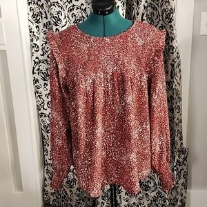 Kori America burnt red ruffle blouse NWOT